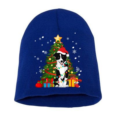 Border Collie Santa Christmas Tree Light Pajama Dog Xmas Gift Short Acrylic Beanie