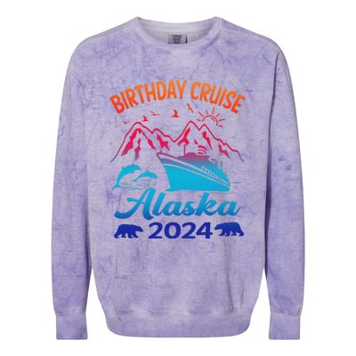 Birthday Cruise Squad 2024 Alaska Party Vacation Colorblast Crewneck Sweatshirt