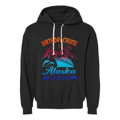 Birthday Cruise Squad 2024 Alaska Party Vacation Garment-Dyed Fleece Hoodie