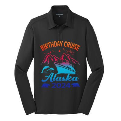 Birthday Cruise Squad 2024 Alaska Party Vacation Silk Touch Performance Long Sleeve Polo