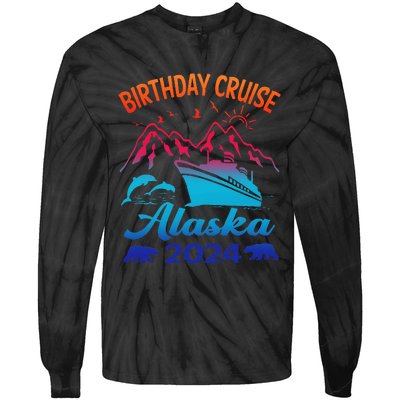 Birthday Cruise Squad 2024 Alaska Party Vacation Tie-Dye Long Sleeve Shirt