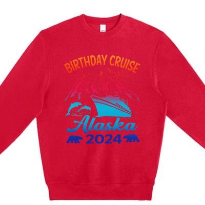 Birthday Cruise Squad 2024 Alaska Party Vacation Premium Crewneck Sweatshirt