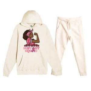 Breast Cancer Strong Black Woman Support Squad Premium Hooded Sweatsuit Set