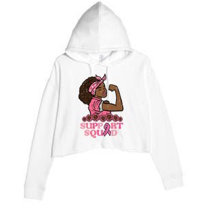 Breast Cancer Strong Black Woman Support Squad Crop Fleece Hoodie