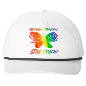 Broken Crayons Still Color Mental Health Awareness Butterfly Snapback Five-Panel Rope Hat