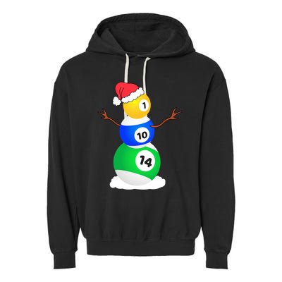 Billiards Christmas Snow Cute Gift Pool Player Christmas Pjs Funny Gift Garment-Dyed Fleece Hoodie