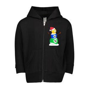 Billiards Christmas Snow Cute Gift Pool Player Christmas Pjs Funny Gift Toddler Zip Fleece Hoodie