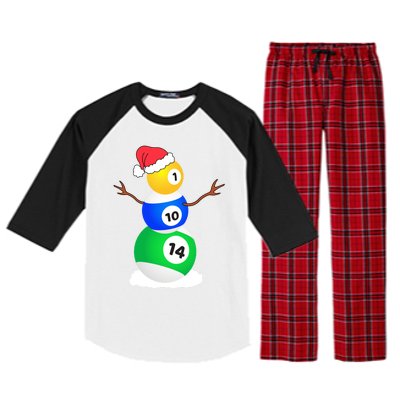 Billiards Christmas Snow Cute Gift Pool Player Christmas Pjs Funny Gift Raglan Sleeve Pajama Set