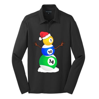 Billiards Christmas Snow Cute Gift Pool Player Christmas Pjs Funny Gift Silk Touch Performance Long Sleeve Polo