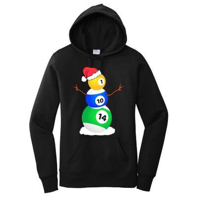 Billiards Christmas Snow Cute Gift Pool Player Christmas Pjs Funny Gift Women's Pullover Hoodie