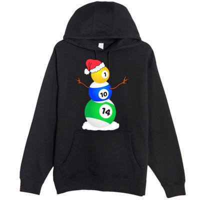 Billiards Christmas Snow Cute Gift Pool Player Christmas Pjs Funny Gift Premium Pullover Hoodie