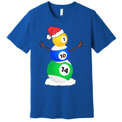 Billiards Christmas Snow Cute Gift Pool Player Christmas Pjs Funny Gift Premium T-Shirt