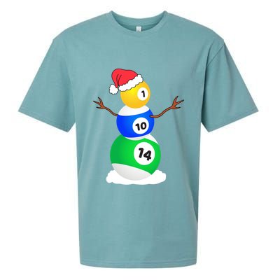Billiards Christmas Snow Cute Gift Pool Player Christmas Pjs Funny Gift Sueded Cloud Jersey T-Shirt