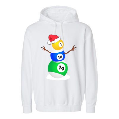 Billiards Christmas Snow Cute Gift Pool Player Christmas Pjs Funny Gift Garment-Dyed Fleece Hoodie