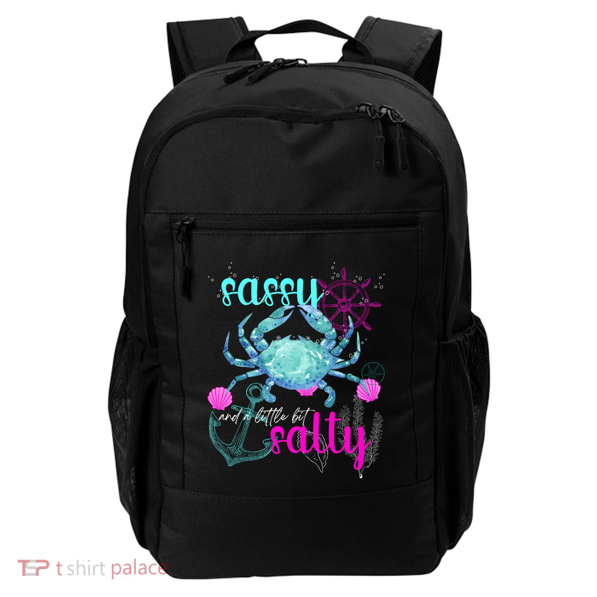 Blue Crab Sassy And Salty Attitude Sweet Southern Prep Gear Gift Daily Commute Backpack