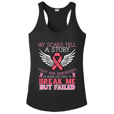 Breast Cancer Survivor My Scar Tell Story Awareness Women Ladies PosiCharge Competitor Racerback Tank