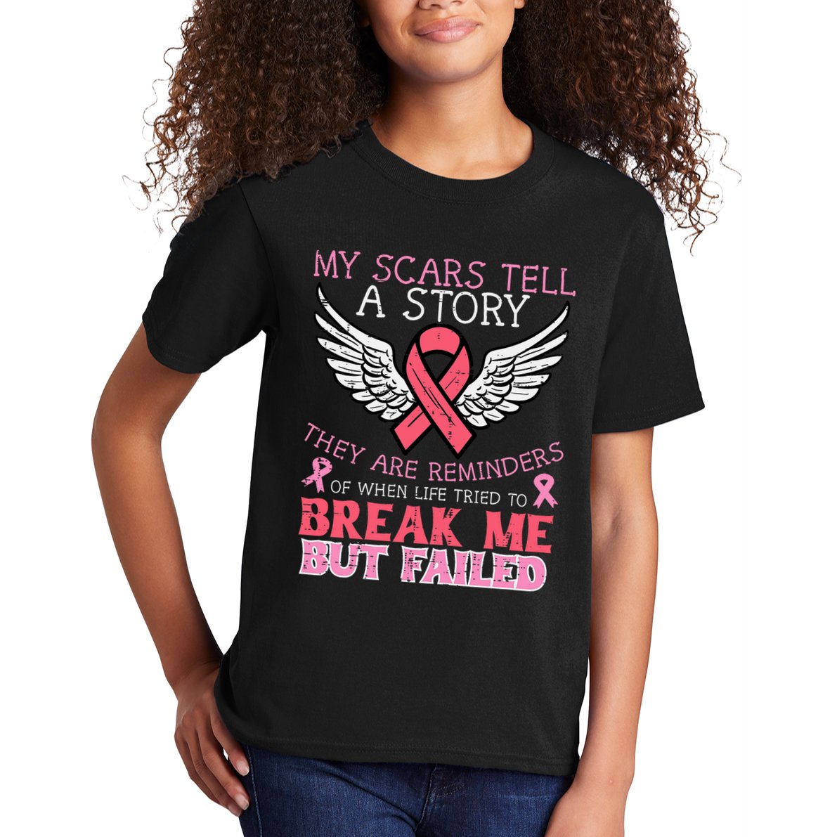 Breast Cancer Survivor My Scar Tell Story Awareness Women Kids T-Shirt