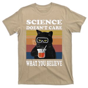 Black Cat Scientist Science Doesnt Care What You Believe T-Shirt