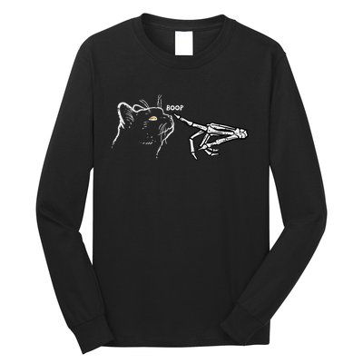 Black Cat Skeleton Hand Boop Halloween Pet Long Sleeve Shirt