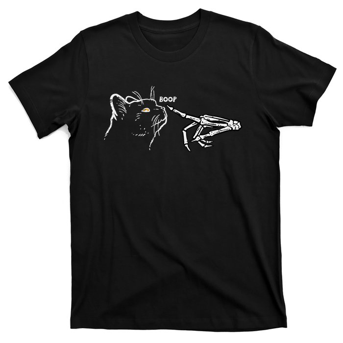 Black Cat Skeleton Hand Boop Halloween Pet T-Shirt