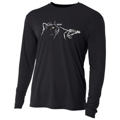 Black Cat Skeleton Hand Boop Halloween Pet Cooling Performance Long Sleeve Crew