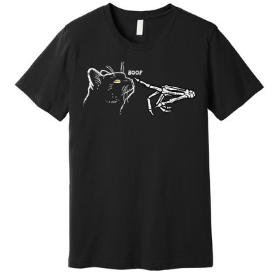 Black Cat Skeleton Hand Boop Halloween Pet Premium T-Shirt