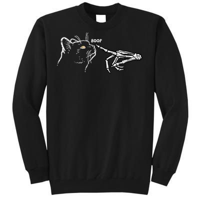 Black Cat Skeleton Hand Boop Halloween Pet Tall Sweatshirt