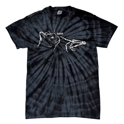 Black Cat Skeleton Hand Boop Halloween Pet Tie-Dye T-Shirt