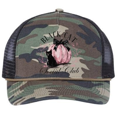 Black Cat Social Club Halloween Cat Mama Retro Rope Trucker Hat Cap