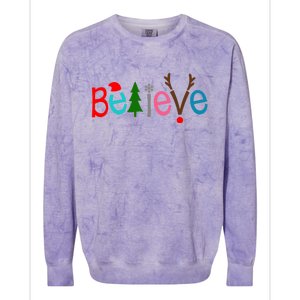 Believe Christmas Spirit Festive Colorblast Crewneck Sweatshirt