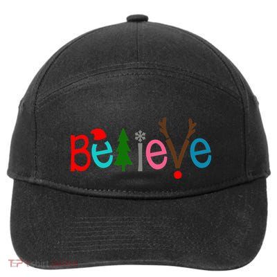 Believe Christmas Spirit Festive 7-Panel Snapback Hat