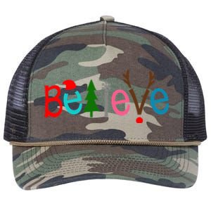 Believe Christmas Spirit Festive Retro Rope Trucker Hat Cap