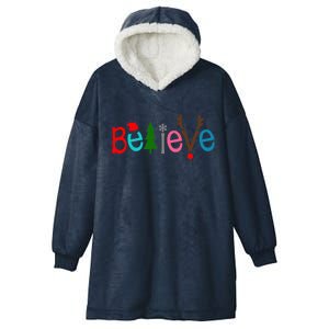 Believe Christmas Spirit Festive Hooded Wearable Blanket