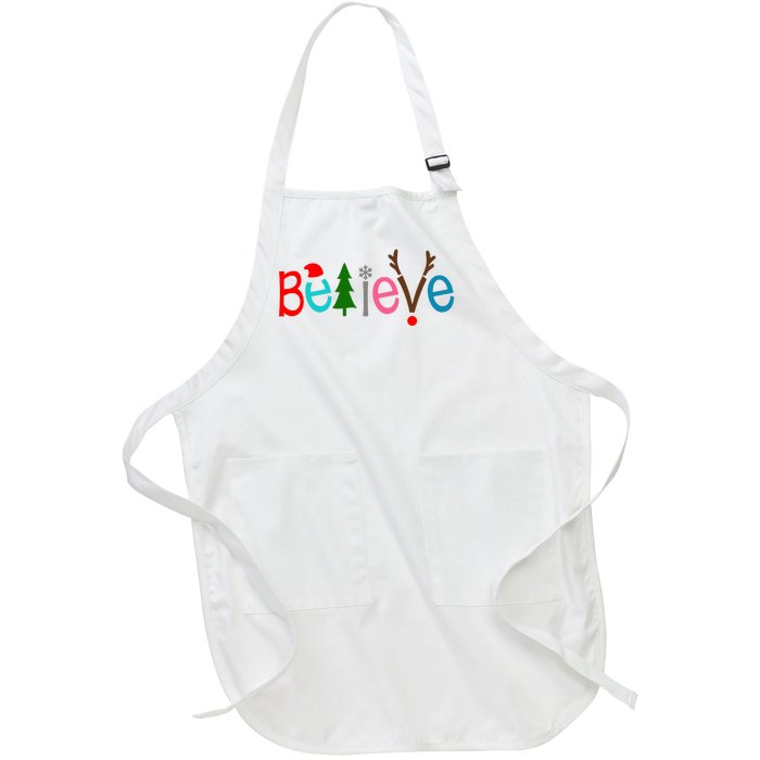 Believe Christmas Spirit Festive Full-Length Apron With Pockets