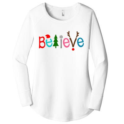 Believe Christmas Spirit Festive Women's Perfect Tri Tunic Long Sleeve Shirt