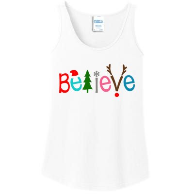 Believe Christmas Spirit Festive Ladies Essential Tank