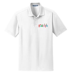 Believe Christmas Spirit Festive Dry Zone Grid Polo