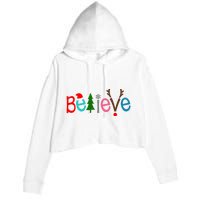 Believe Christmas Spirit Festive Crop Fleece Hoodie