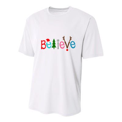 Believe Christmas Spirit Festive Youth Performance Sprint T-Shirt