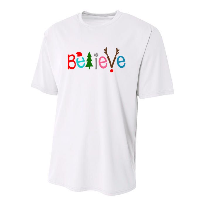 Believe Christmas Spirit Festive Youth Performance Sprint T-Shirt