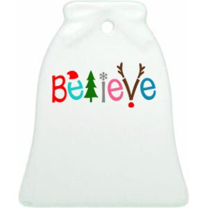 Believe Christmas Spirit Festive Ceramic Bell Ornament