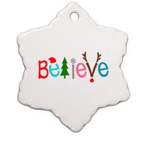 Believe Christmas Spirit Festive Ceramic Star Ornament