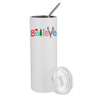 Believe Christmas Spirit Festive Stainless Steel Tumbler