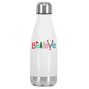 Believe Christmas Spirit Festive Stainless Steel Insulated Water Bottle