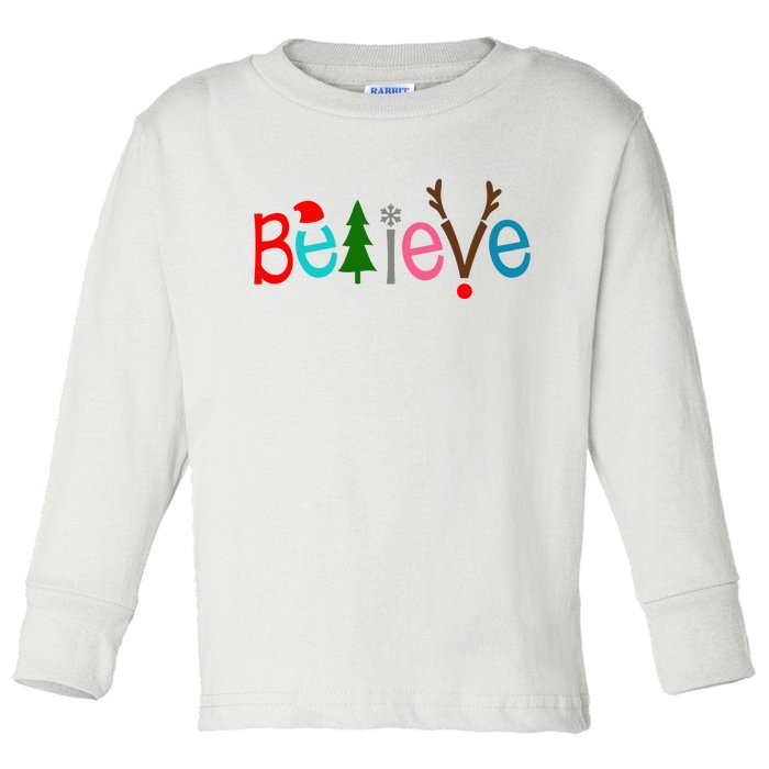 Believe Christmas Spirit Festive Toddler Long Sleeve Shirt