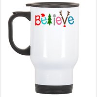 Believe Christmas Spirit Festive Stainless Steel Travel Mug