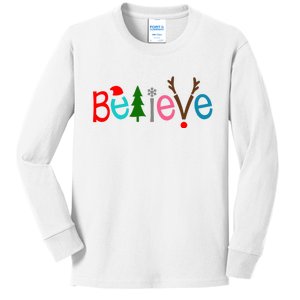 Believe Christmas Spirit Festive Kids Long Sleeve Shirt