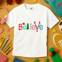 Believe Christmas Spirit Festive Kids T-Shirt