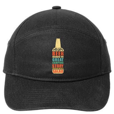 Beer Camping Story Salad Funny Camping Vintage Style 7-Panel Snapback Hat