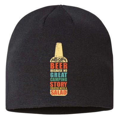 Beer Camping Story Salad Funny Camping Vintage Style Sustainable Beanie